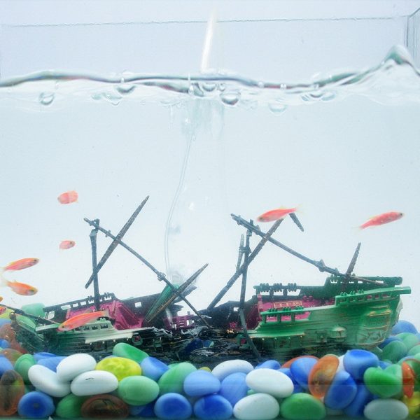 American Seahorse Pneumatic Fish Tank Decoration Aquarium Scenery Package Aerobic Toys Deep Sea Rotten Ship Sunk - Image 6